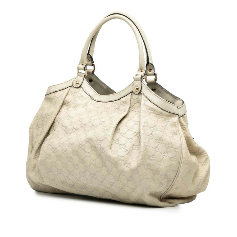 Gucci Handbag Leather Ivory ssima White Sukey